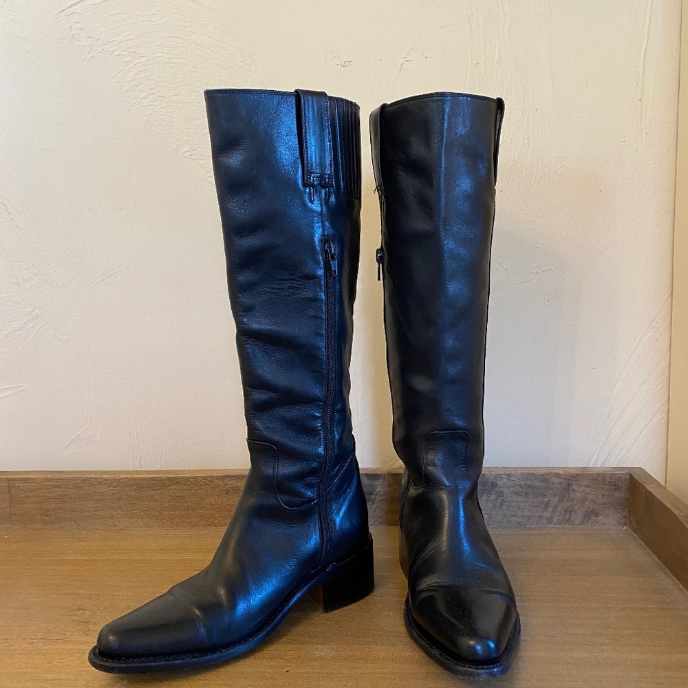 Frye tall riding boots with stud detail